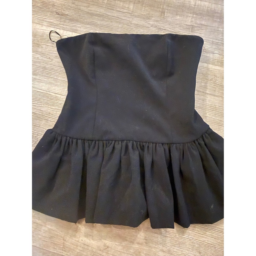 WAYF Black Strapless Peplum Corset Bustier Top Size S